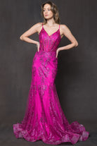 Sequins Mermaid Prom Dress w/ Spaghetti Straps-smcdress