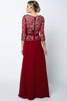 3/4 Sleeve Embroidered Bodice MOB Dress-smcdress