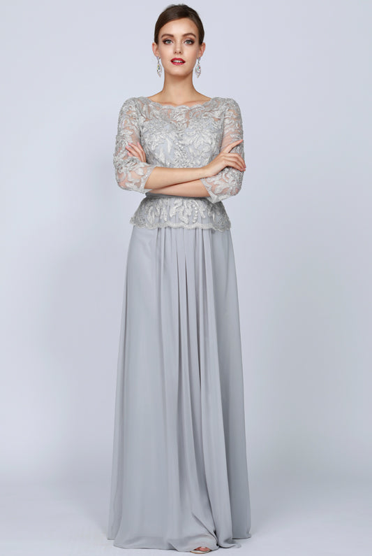 3/4 Sleeve Embroidered Bodice MOB Dress-smcdress