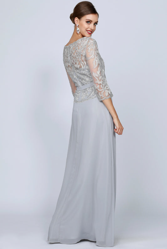 3/4 Sleeve Embroidered Bodice MOB Dress-smcdress