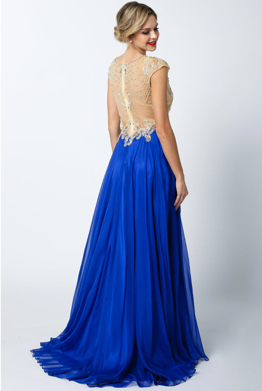 Cap Sleeves Beaded Long Prom Dress & Mother-of-the-Bride-smcdress