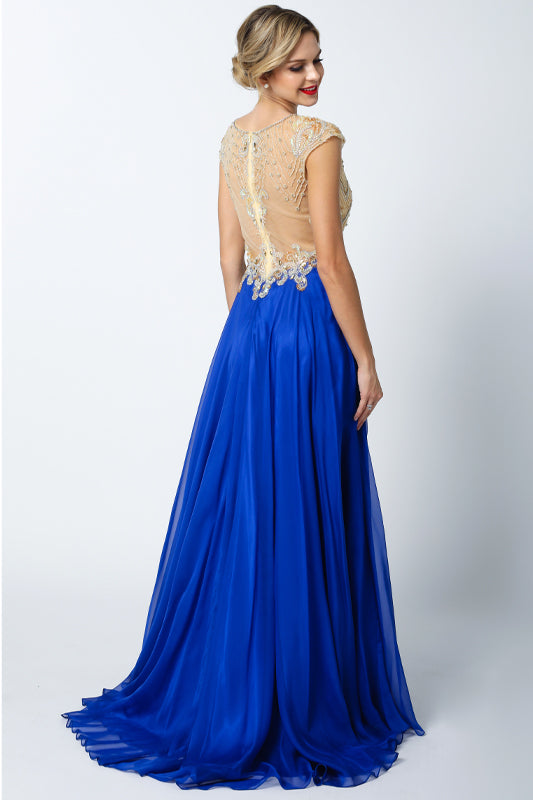 Cap Sleeves Beaded Long Prom Dress & Mother-of-the-Bride-smcdress