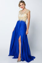 Cap Sleeves Beaded Long Prom Dress & Mother-of-the-Bride-smcdress