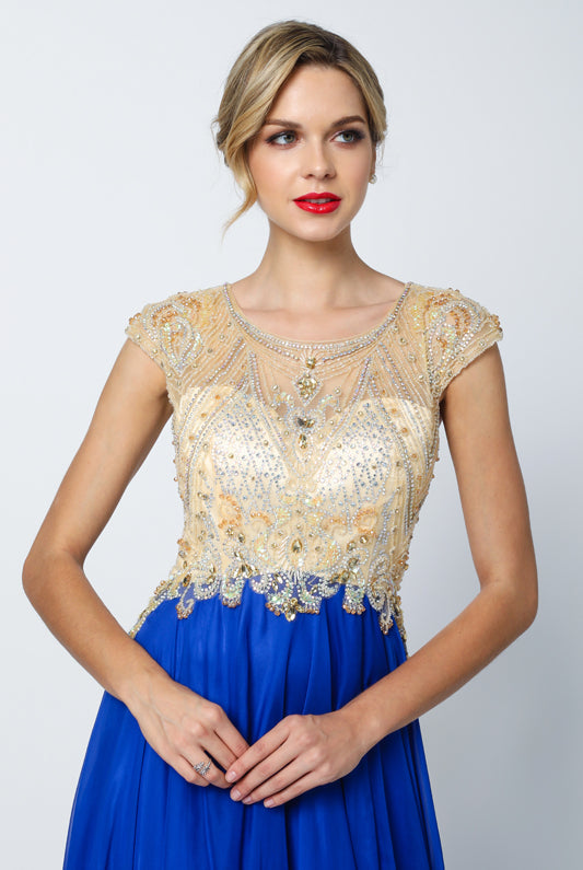 Cap Sleeves Beaded Long Prom Dress & Mother-of-the-Bride-smcdress