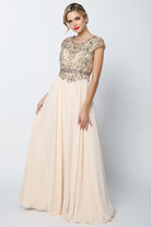 Embellished Cap-Sleeve Mother Of Bride Dress-smcdress