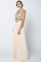 Embellished Cap-Sleeve Mother Of Bride Dress-smcdress
