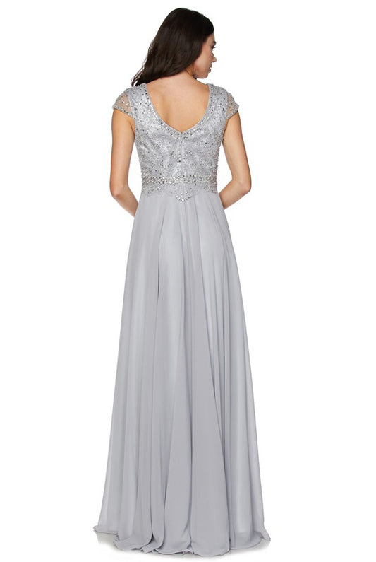 Embellished Cap-Sleeve Mother Of Bride Dress-smcdress