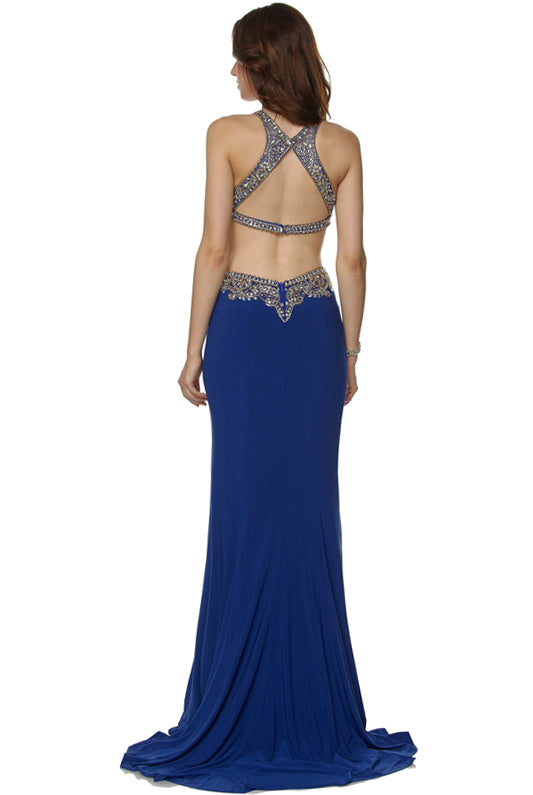 Jewel-Embellished Cut-Out Back Dress-smcdress