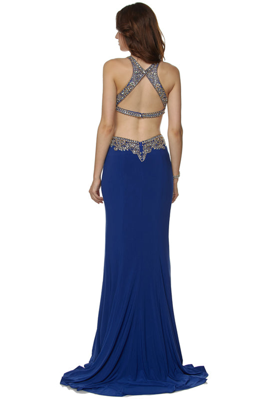 Jewel-Embellished Cut-Out Back Dress-smcdress