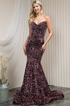Sequin Embroidered Mermaid Prom Dress w/Open Back-smcdress