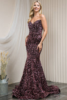 Sequin Embroidered Mermaid Prom Dress w/Open Back-smcdress