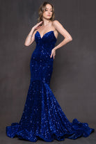 Sequin Embroidered Mermaid Prom Dress w/Open Back-smcdress