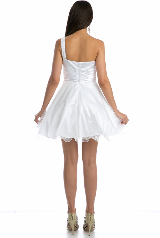 One shoulder dress with sparkly sequins short dress-smcdress