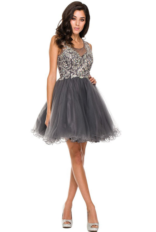 Beaded Skirt Dress for Cocktail & Homecoming-smcdress