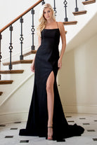 Glitter Long Dress for Evening & Prom with Side Slit-smcdress