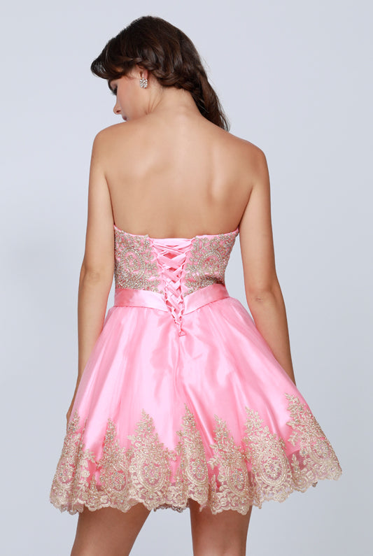 Short Beaded Sweetheart Dress-smcdress