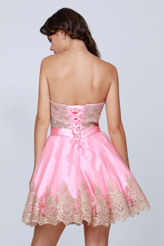 Short Beaded Sweetheart Dress-smcdress