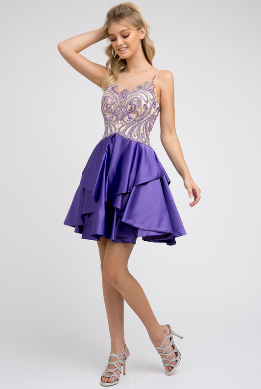 Jewel Bodice Skirt Dress: Cocktail & Homecoming-smcdress