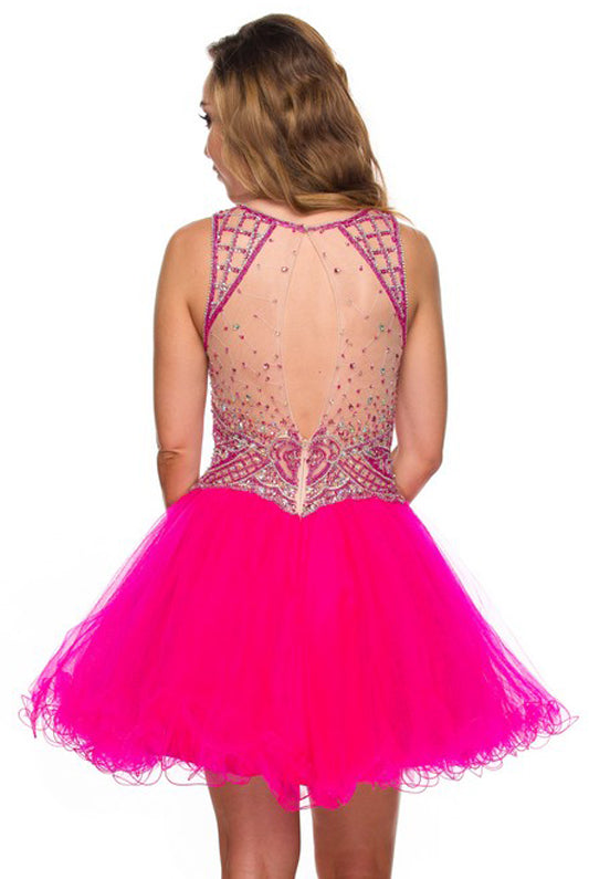 Embroidered Sequins Dress, Short & Sleeveless-smcdress