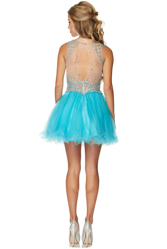 Embroidered Sequins Dress, Short & Sleeveless-smcdress