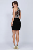 Short Cocktail & Homecoming Dress w/ Sleeveless Beaded Applique-smcdress