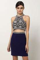 Short Cocktail & Homecoming Dress w/ Sleeveless Beaded Applique-smcdress