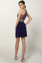 Short Cocktail & Homecoming Dress w/ Sleeveless Beaded Applique-smcdress