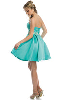 Short Cocktail & Homecoming Dress with Beaded Applique & Pockets-smcdress