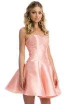 Removable sheer overlay short homecoming dress-smcdress