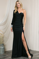 Mermaid Satin Prom Dress with One Shoulder-smcdress