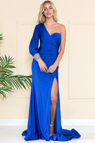 Mermaid Satin Prom Dress with One Shoulder-smcdress