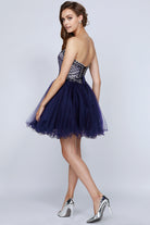 Beaded Short Cocktail & Homecoming Dress - Sweetheart Top-smcdress
