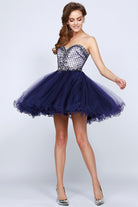 Beaded Short Cocktail & Homecoming Dress - Sweetheart Top-smcdress
