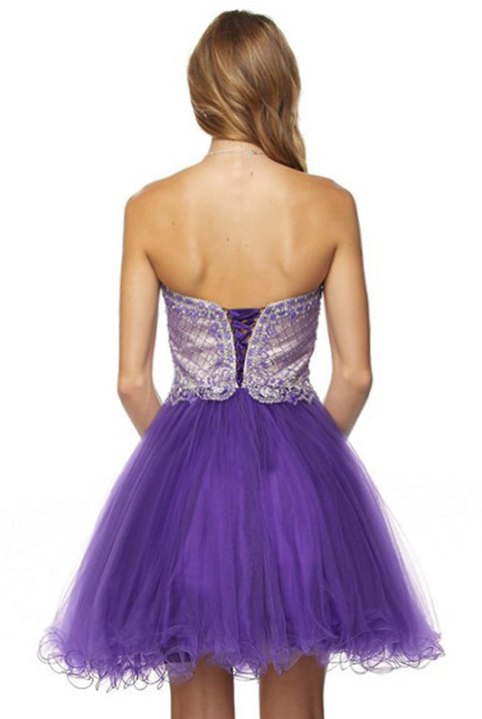Beaded Short Cocktail & Homecoming Dress - Sweetheart Top-smcdress