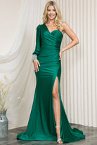 Mermaid Satin Prom Dress with One Shoulder-smcdress