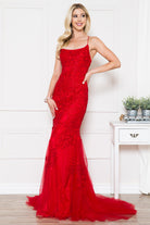 Embroidered Lace Mermaid Tail Prom Dress-smcdress