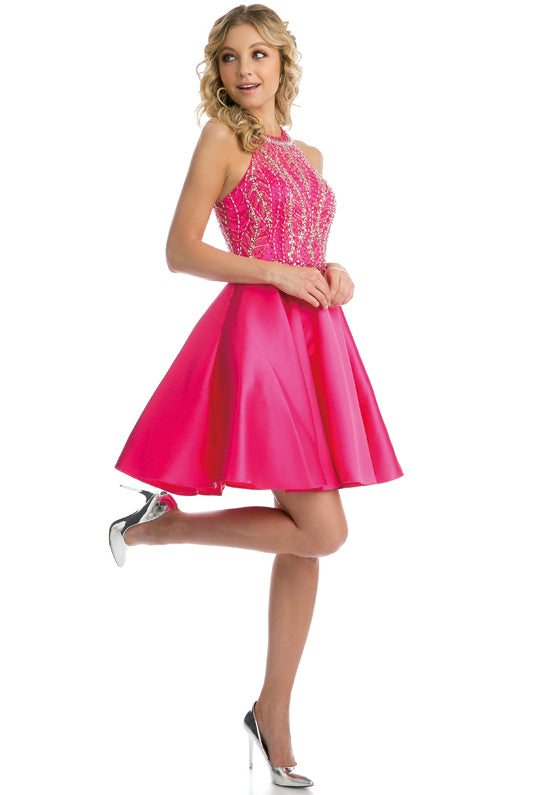 Embellished High Neck Dress-smcdress