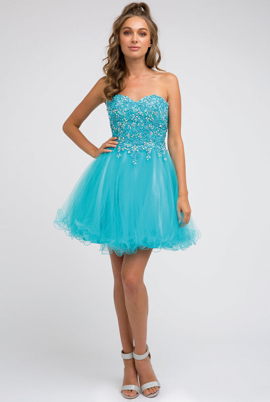Embroidered Sweetheart Top Short Dress-smcdress
