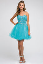 Embroidered Sweetheart Top Short Dress-smcdress