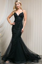 Mermaid Tulle Skirt Lace Prom Dress-smcdress