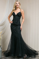Mermaid Tulle Skirt Lace Prom Dress-smcdress