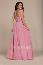 Chiffon A-Line Dress with Halter Neck, Open Back-smcdress