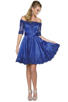 Embroidered Lace Applique Cocktail & Homecoming Dress-smcdress