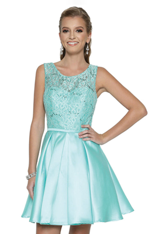 Short Lace & Sequin Bodice Dress for Cocktail & Homecoming-smcdress
