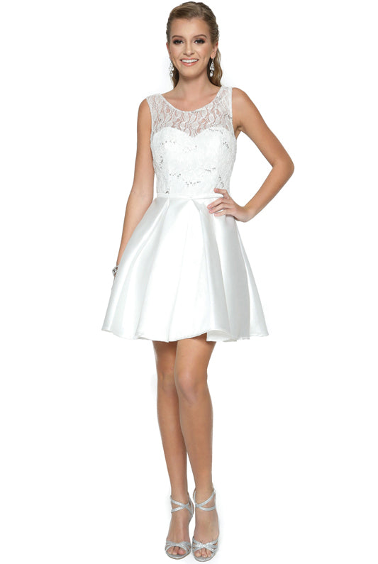 Short Lace & Sequin Bodice Dress for Cocktail & Homecoming-smcdress