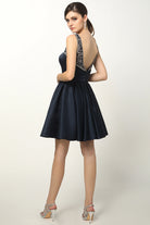 Embellished Top Flare Skirt Short Dress for Cocktail & Homecoming-smcdress