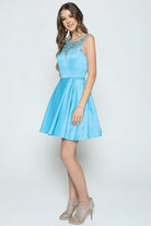 Embellished Top Flare Skirt Short Dress for Cocktail & Homecoming-smcdress