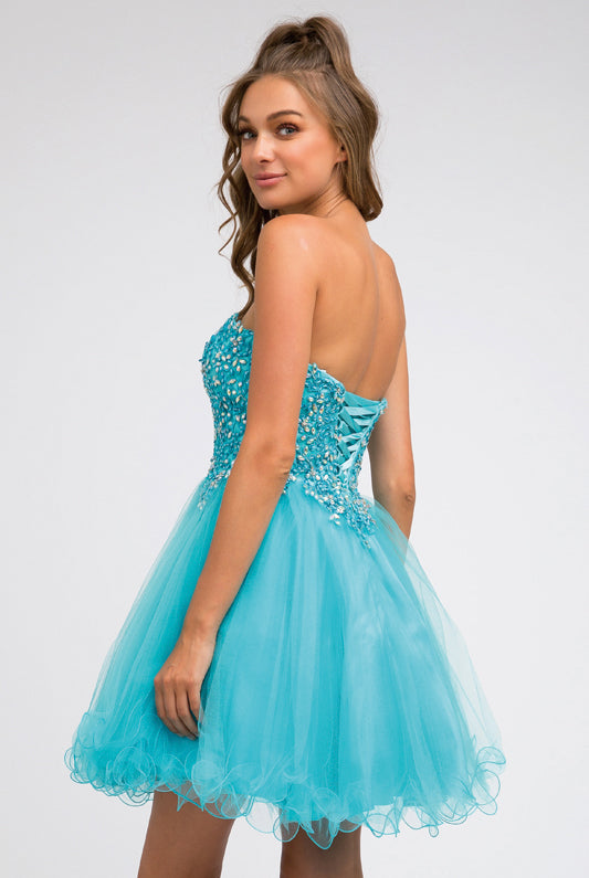 Embroidered Sweetheart Top Short Dress-smcdress
