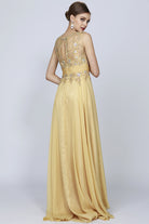 Sleeveless Mesh Prom & Bridesmaid Dress with Gathered Waist-smcdress