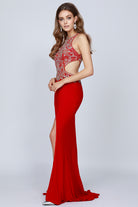 Jewel-Embellished Cut-Out Back Dress-smcdress